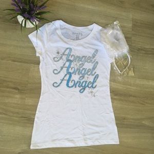 Sale! Halloween angel wings tee shirt  halo medium